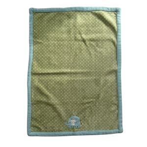 Carters Blue Green Teal Trim Polka Dots Elephant Applique Baby Kid Lovey Blanket